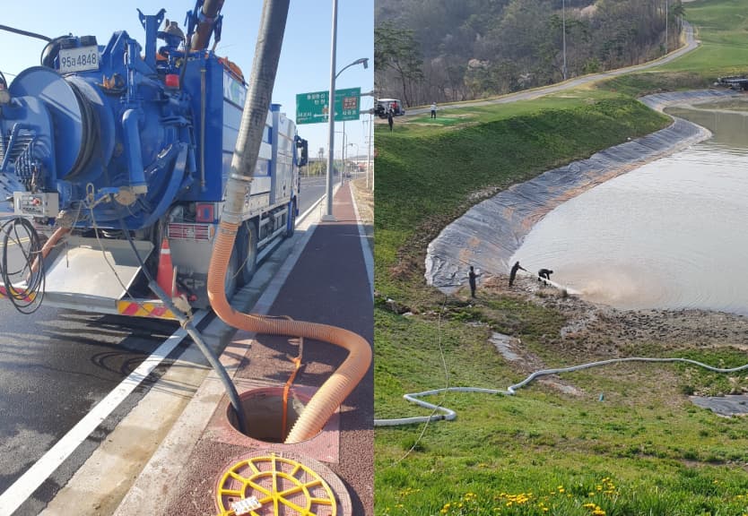 폰드(해저드)/집수조 슬러지 준설 및 청소 현장